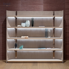 Modern LED-Lit Display Bookshelf – Open Shelving Unit with Ribbed Back Panel | EKAR Furniture