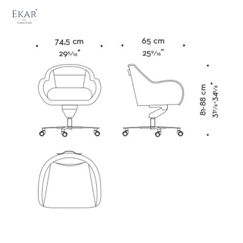 Vintage Leather Executive Office Chair – Rolling Desk Chair with Wood Handle | EKAR Furniture