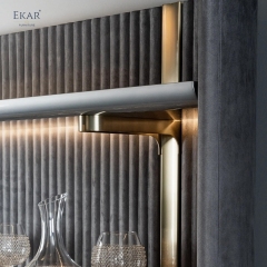 Modern LED-Lit Display Bookshelf – Open Shelving Unit with Ribbed Back Panel | EKAR Furniture