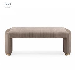 Modern Channel-Tufted Bed Bench – Curved Velvet Bench for Bedroom | EKAR Furniture