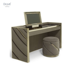 Modern Marble-Top Dressing Table with Mirror – Luxury Vanity Desk with Stool | EKAR FURNITURE