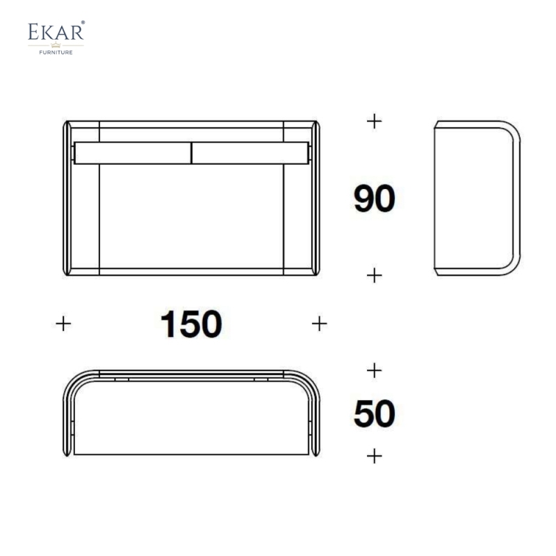 Modern Two-Tone Leather Dressing Table – Curved Vanity Desk with Drawers | EKAR Furniture