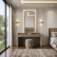 Modern Marble-Top Dressing Table with Mirror – Luxury Vanity Desk with Stool | EKAR FURNITURE