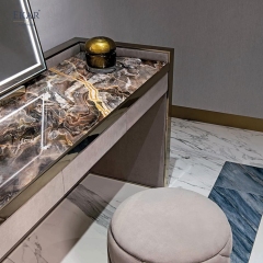 Modern Marble-Top Dressing Table with Mirror – Luxury Vanity Desk with Stool | EKAR FURNITURE