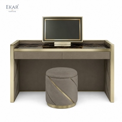 Modern Marble-Top Dressing Table with Mirror – Luxury Vanity Desk with Stool | EKAR FURNITURE