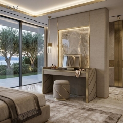 Modern Marble-Top Dressing Table with Mirror – Luxury Vanity Desk with Stool | EKAR FURNITURE