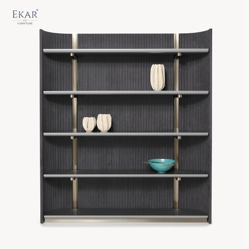 Modern LED-Lit Display Bookshelf – Open Shelving Unit with Ribbed Back Panel | EKAR Furniture