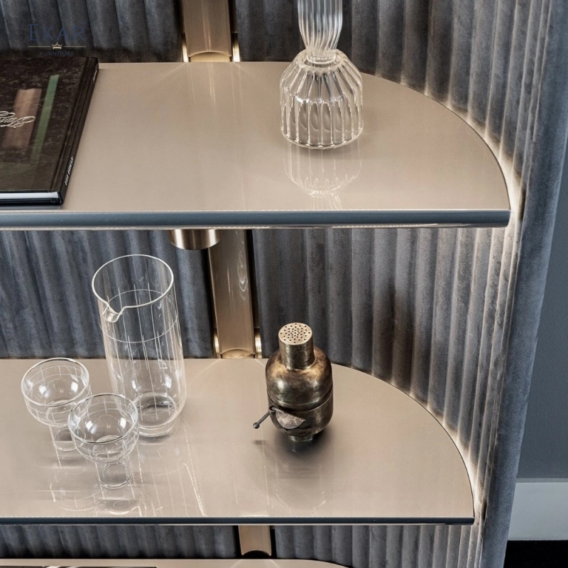 Modern LED-Lit Display Bookshelf – Open Shelving Unit with Ribbed Back Panel | EKAR Furniture