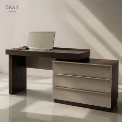 Modern Two-Tone Dressing Table with Hidden Mirror – Vanity Desk with Drawer Chest | EKAR Furniture