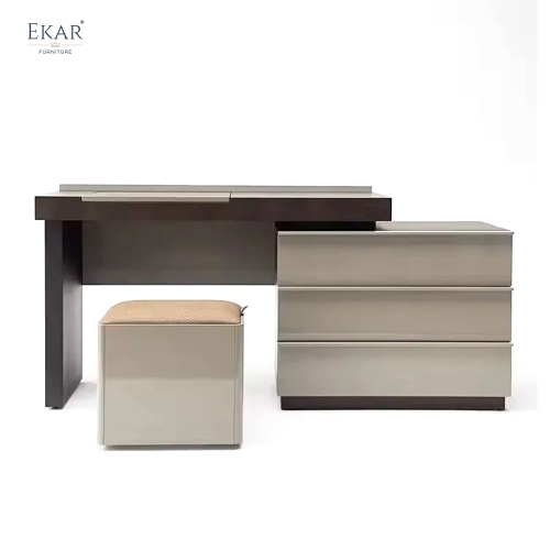 Modern Two-Tone Dressing Table with Hidden Mirror – Vanity Desk with Drawer Chest | EKAR Furniture