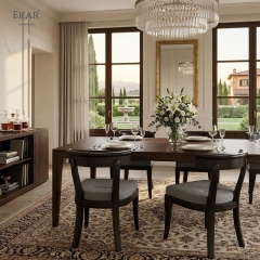 Classic Curved-Back Solid Wood Dining Chair – Black Lacquer Upholstered Seat | EKAR Furniture