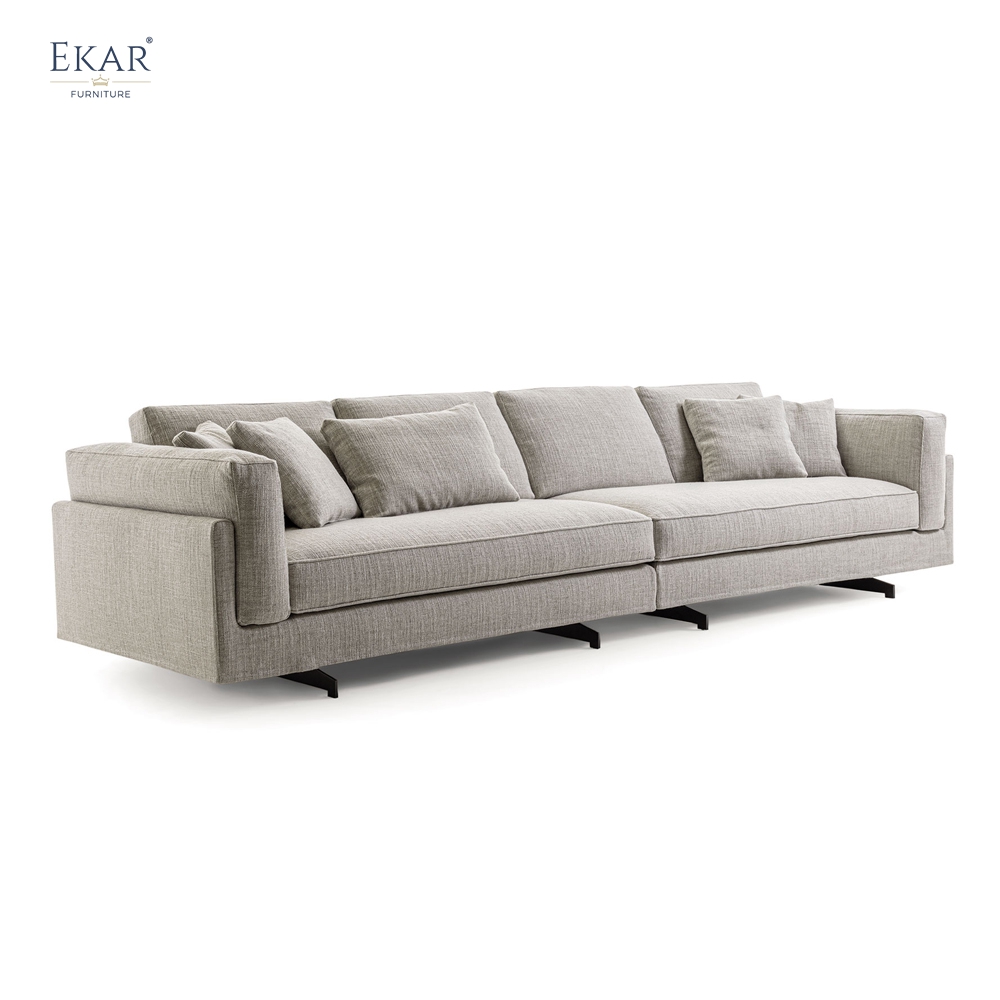Modern L-Shaped Sectional Sofa – Minimalist Fabric Corner Sofa with Side Table | EKAR Furniture