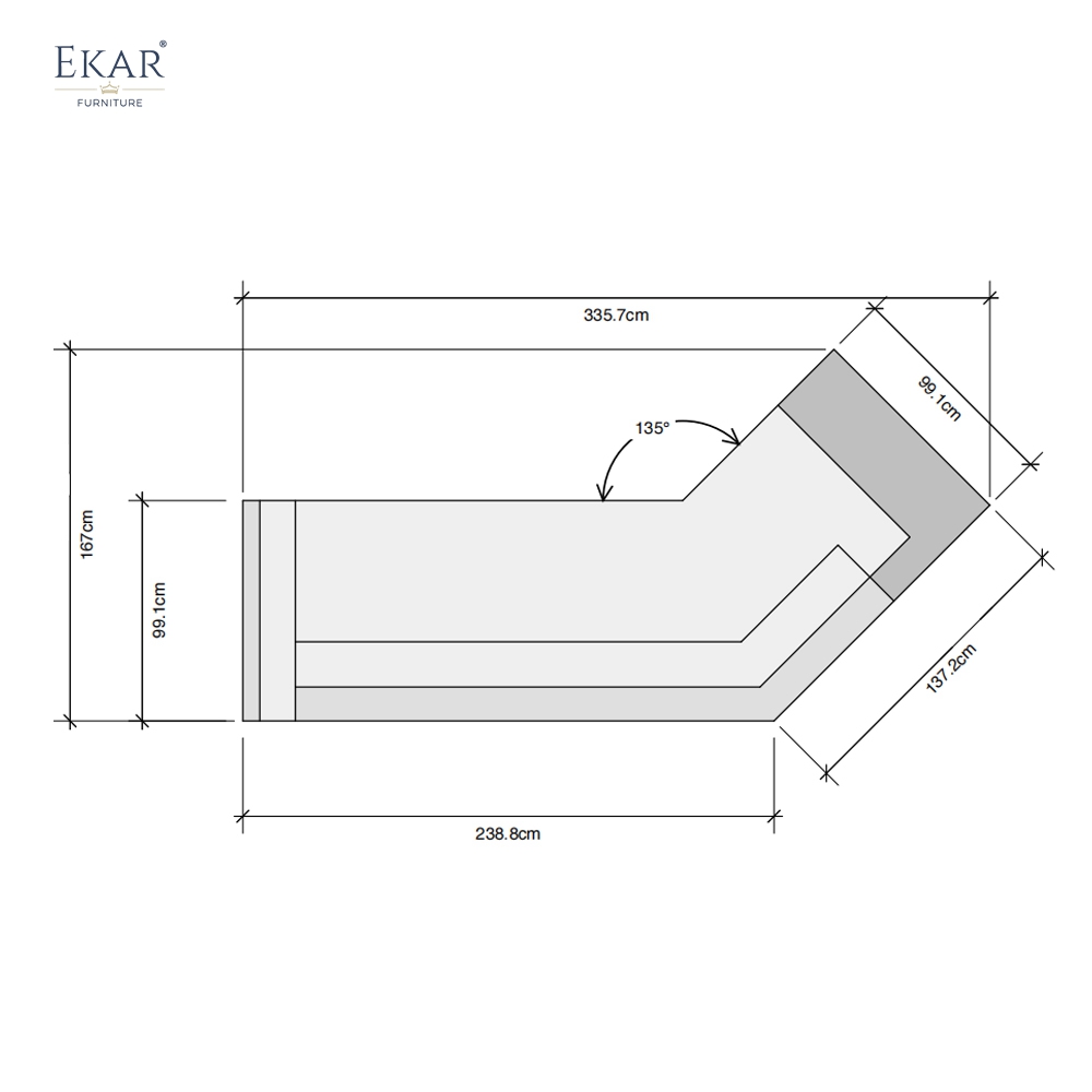 Modern L-Shaped Sectional Sofa – Minimalist Fabric Corner Sofa with Side Table | EKAR Furniture