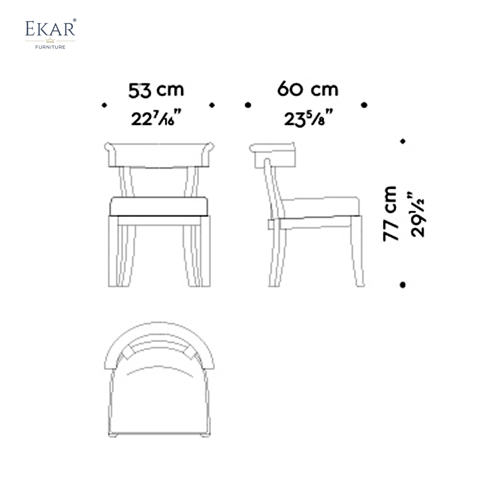 Classic Curved-Back Solid Wood Dining Chair – Black Lacquer Upholstered Seat | EKAR Furniture