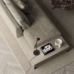 Modern L-Shaped Sectional Sofa – Minimalist Fabric Corner Sofa with Side Table | EKAR Furniture