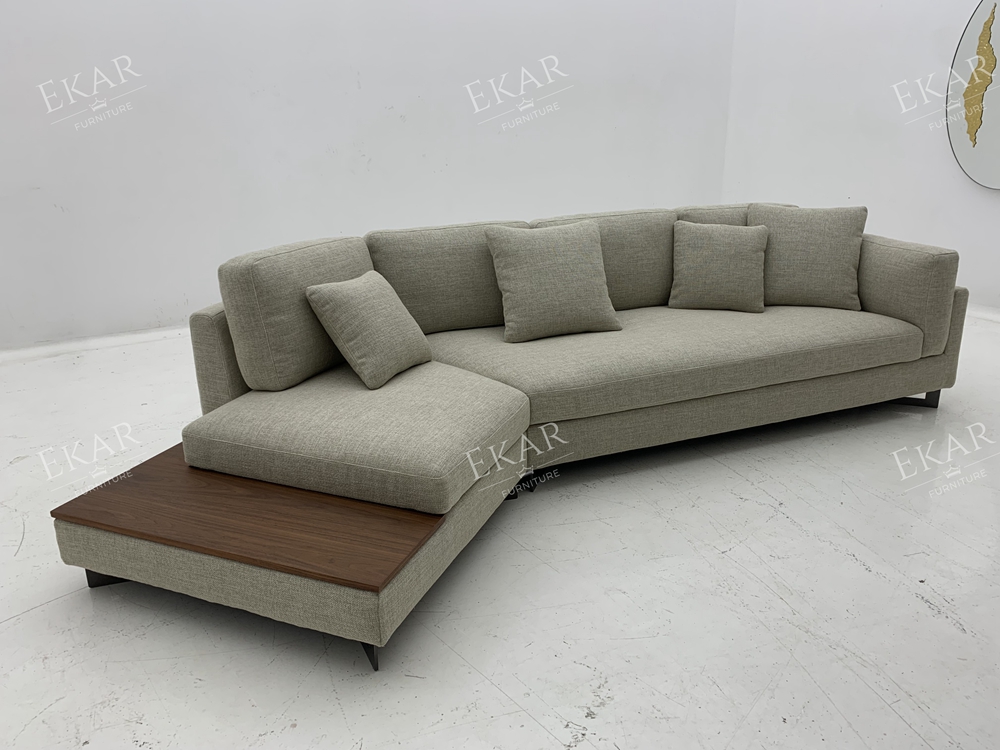 Modern L-Shaped Sectional Sofa – Minimalist Fabric Corner Sofa with Side Table | EKAR Furniture