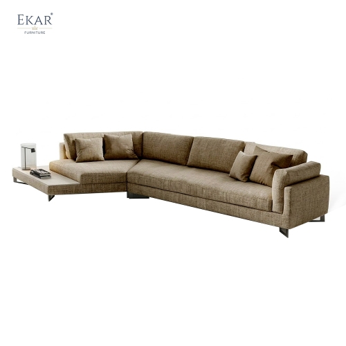 Modern L-Shaped Sectional Sofa – Minimalist Fabric Corner Sofa with Side Table | EKAR Furniture