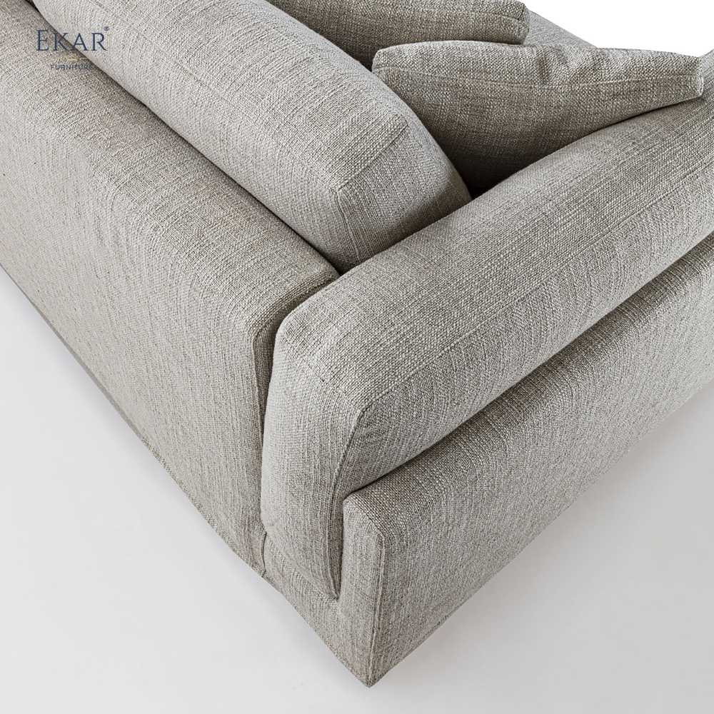 Modern L-Shaped Sectional Sofa – Minimalist Fabric Corner Sofa with Side Table | EKAR Furniture