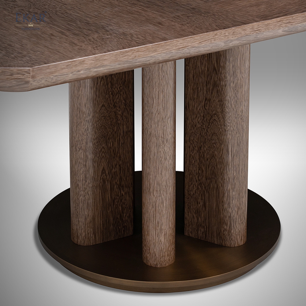 Solid Wood Column-Base Dining Table – Long Oval Wood Dining Table | EKAR Furniture