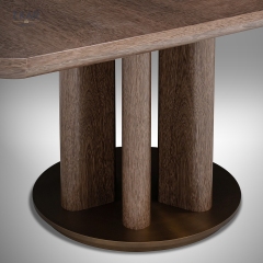 Solid Wood Column-Base Dining Table – Long Oval Wood Dining Table | EKAR Furniture