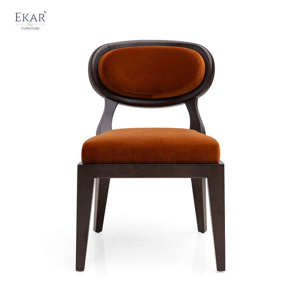 Vintage Oval Back Velvet Dining Chair – Classic Wood Frame Dining Room Chair | EKAR Furniture