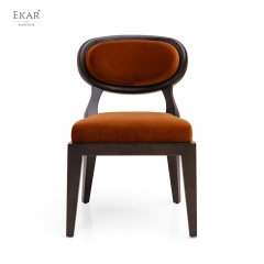 Vintage Oval Back Velvet Dining Chair – Classic Wood Frame Dining Room Chair | EKAR Furniture