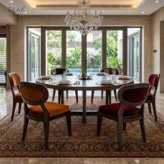 Vintage Oval Back Velvet Dining Chair – Classic Wood Frame Dining Room Chair | EKAR Furniture