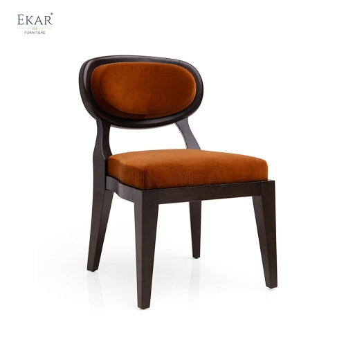 Vintage Oval Back Velvet Dining Chair – Classic Wood Frame Dining Room Chair | EKAR Furniture