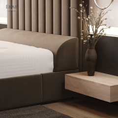 Modern Fluted Channel Headboard Bed – Tall Ribbed Panel Upholstered Bed | EKAR Furniture