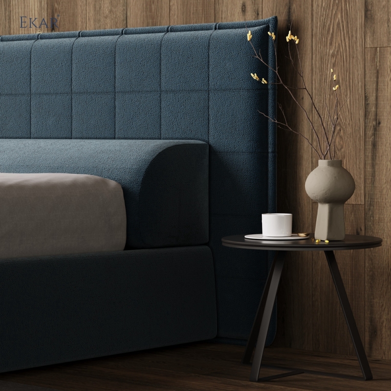 Modern Square-Tufted Storage Bed – Tall Headboard Bed with Hydraulic Lift | EKAR Furniture
