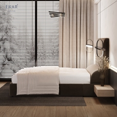 Modern Fluted Channel Headboard Bed – Tall Ribbed Panel Upholstered Bed | EKAR Furniture