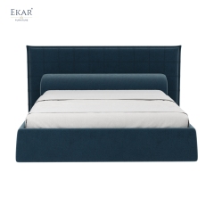 Modern Square-Tufted Storage Bed – Tall Headboard Bed with Hydraulic Lift | EKAR Furniture
