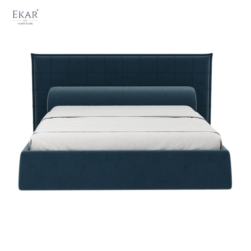 Modern Square-Tufted Storage Bed – Tall Headboard Bed with Hydraulic Lift | EKAR Furniture