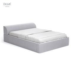 Modern Rounded Low Headboard Bed – Upholstered Platform Bed Frame | EKAR Furniture
