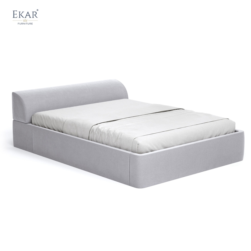 Modern Rounded Low Headboard Bed – Upholstered Platform Bed Frame | EKAR Furniture