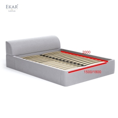 Modern Rounded Low Headboard Bed – Upholstered Platform Bed Frame | EKAR Furniture