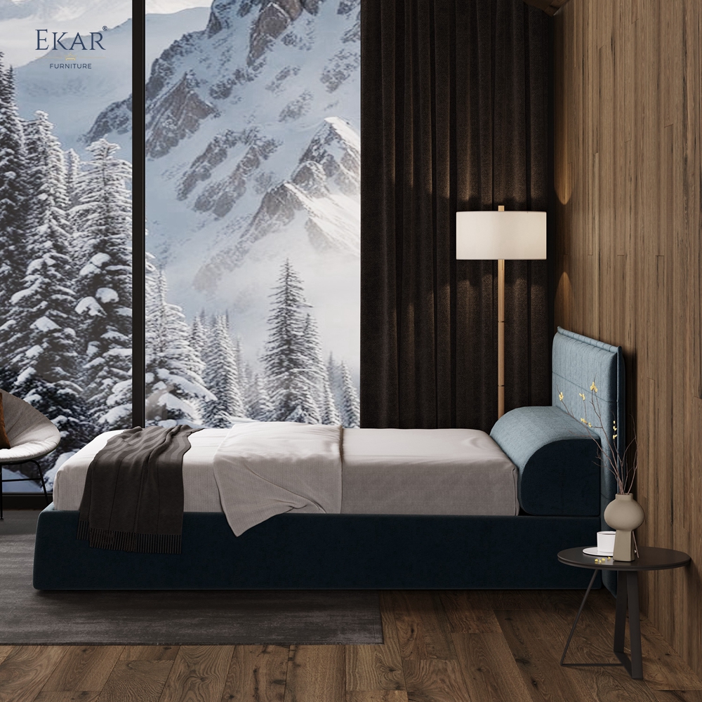 Modern Square-Tufted Storage Bed – Tall Headboard Bed with Hydraulic Lift | EKAR Furniture