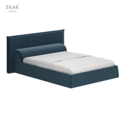Modern Square-Tufted Storage Bed – Tall Headboard Bed with Hydraulic Lift | EKAR Furniture