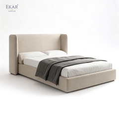 Modern Winged Panel Storage Bed – Upholstered Bed with Hydraulic Lift Storage | EKAR Furniture