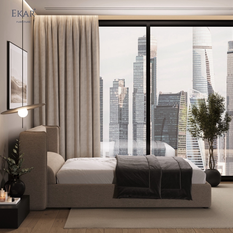 Modern Winged Panel Storage Bed – Upholstered Bed with Hydraulic Lift Storage | EKAR Furniture