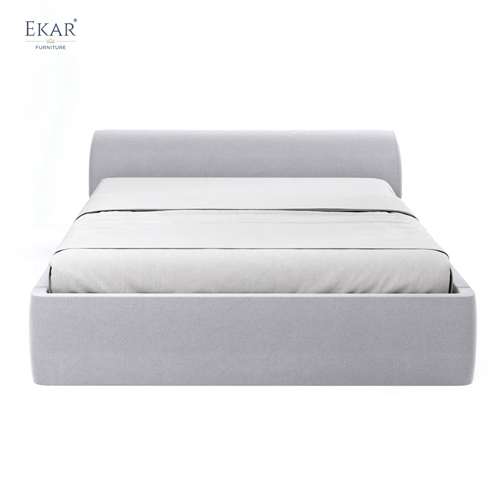 Modern Rounded Low Headboard Bed – Upholstered Platform Bed Frame | EKAR Furniture