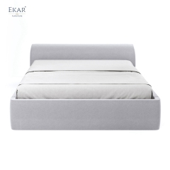 Modern Rounded Low Headboard Bed – Upholstered Platform Bed Frame | EKAR Furniture