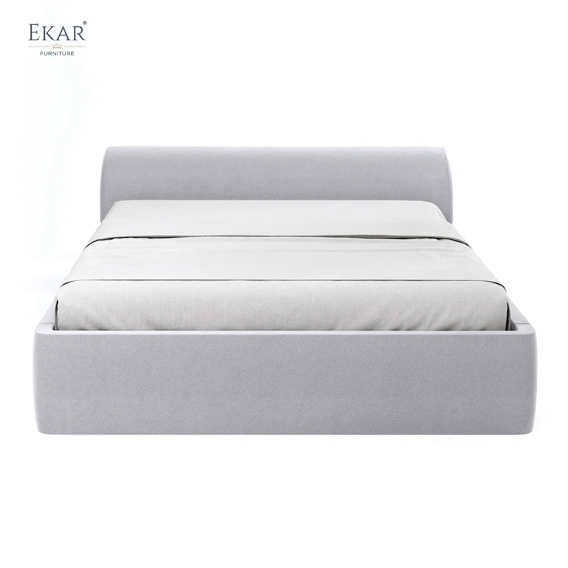 Modern Rounded Low Headboard Bed – Upholstered Platform Bed Frame | EKAR Furniture