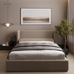Modern Winged Panel Storage Bed – Upholstered Bed with Hydraulic Lift Storage | EKAR Furniture