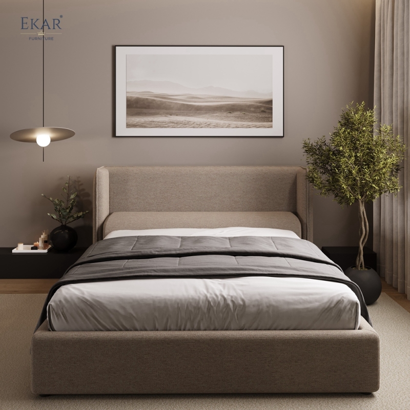 Modern Winged Panel Storage Bed – Upholstered Bed with Hydraulic Lift Storage | EKAR Furniture
