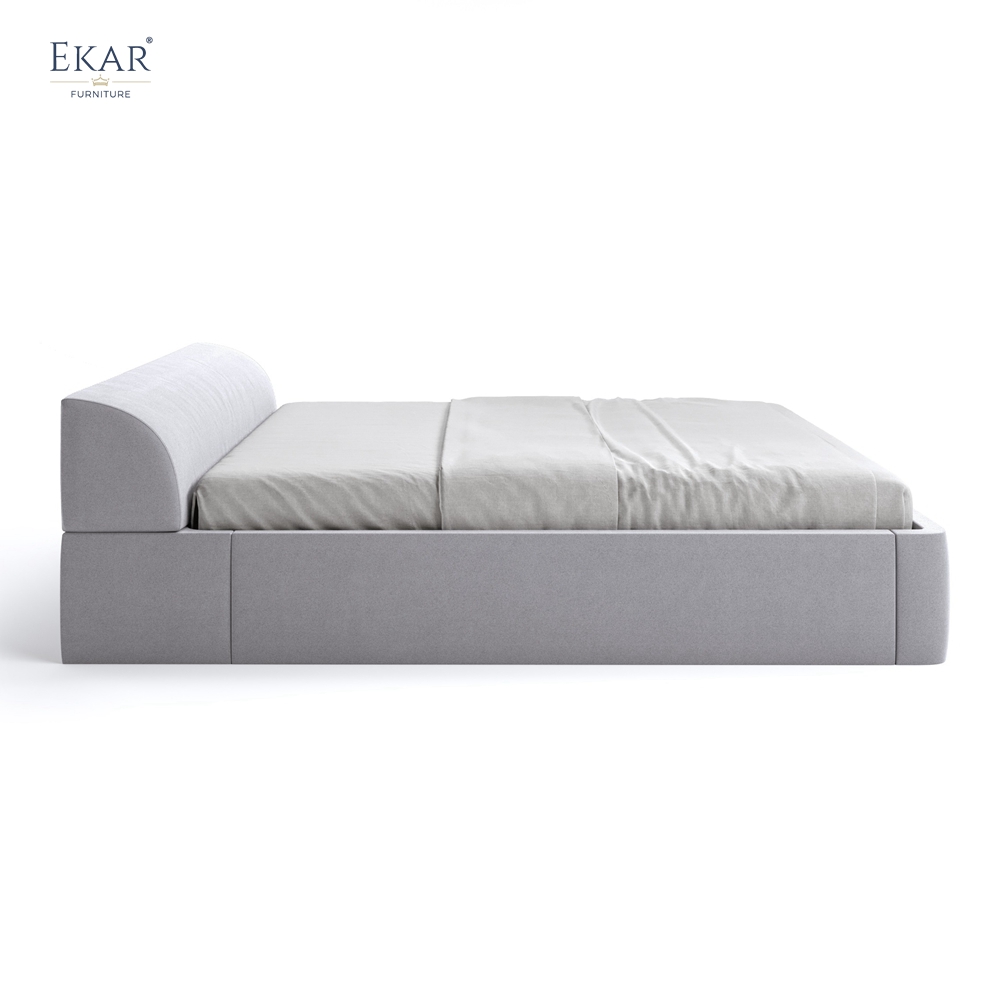 Modern Rounded Low Headboard Bed – Upholstered Platform Bed Frame | EKAR Furniture