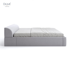 Modern Rounded Low Headboard Bed – Upholstered Platform Bed Frame | EKAR Furniture
