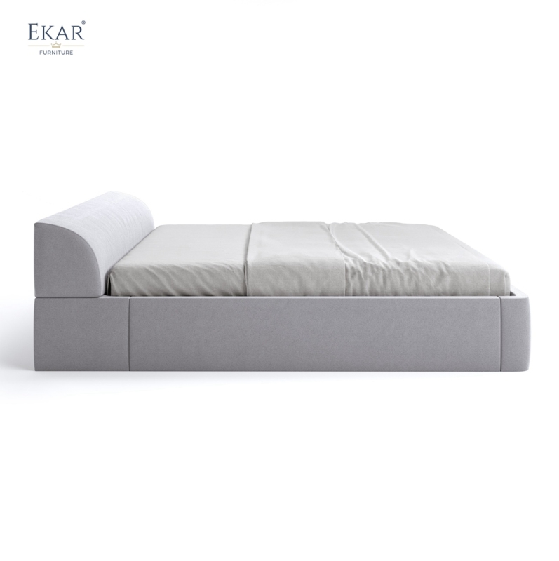 Modern Rounded Low Headboard Bed – Upholstered Platform Bed Frame | EKAR Furniture