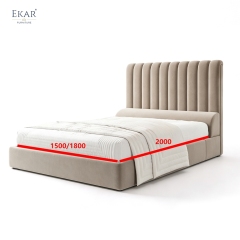 Modern Fluted Channel Headboard Bed – Tall Ribbed Panel Upholstered Bed | EKAR Furniture