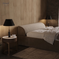 Modern Rounded Low Headboard Bed – Upholstered Platform Bed Frame | EKAR Furniture